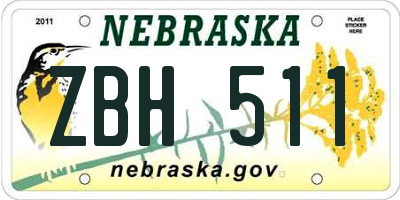 NE license plate ZBH511