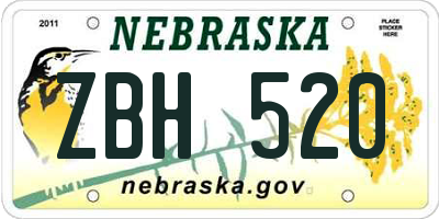 NE license plate ZBH520