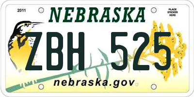 NE license plate ZBH525