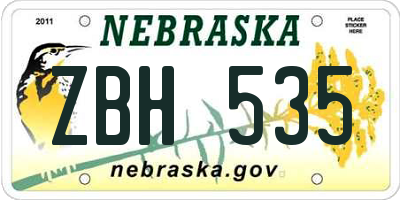 NE license plate ZBH535