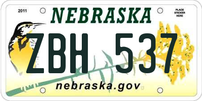 NE license plate ZBH537