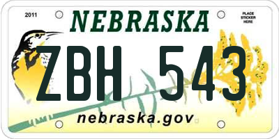 NE license plate ZBH543