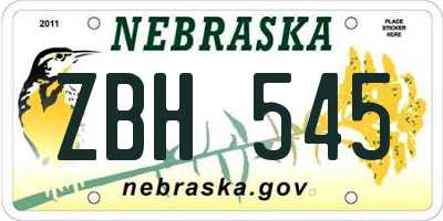 NE license plate ZBH545