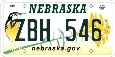 NE license plate ZBH546