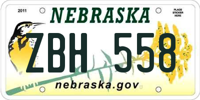 NE license plate ZBH558