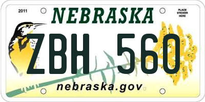 NE license plate ZBH560