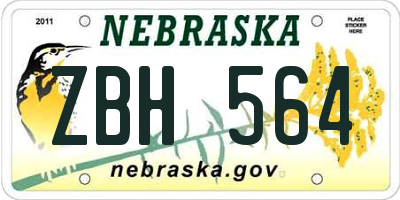 NE license plate ZBH564