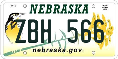 NE license plate ZBH566