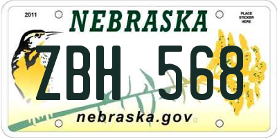 NE license plate ZBH568