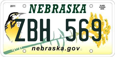 NE license plate ZBH569