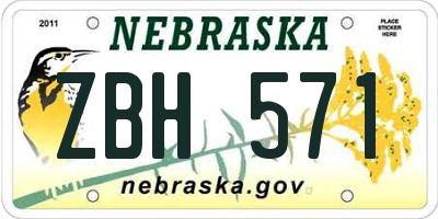 NE license plate ZBH571