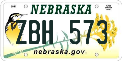 NE license plate ZBH573