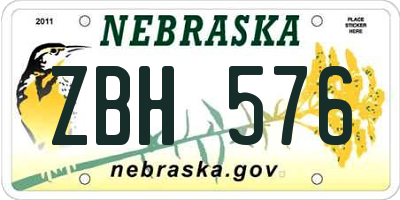 NE license plate ZBH576