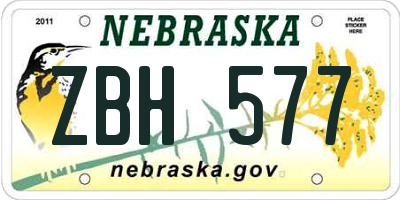 NE license plate ZBH577