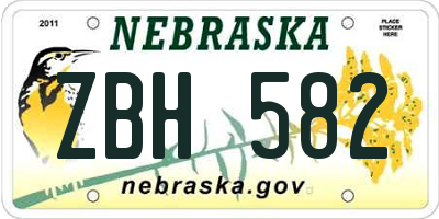 NE license plate ZBH582
