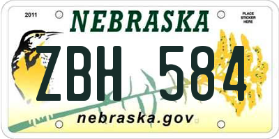 NE license plate ZBH584