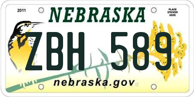 NE license plate ZBH589