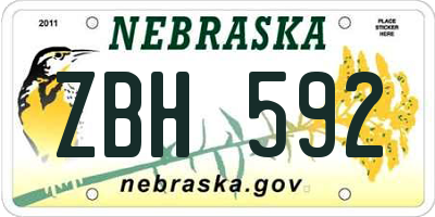 NE license plate ZBH592