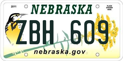 NE license plate ZBH609