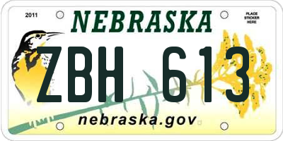 NE license plate ZBH613