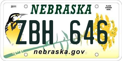 NE license plate ZBH646