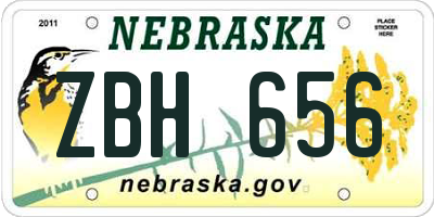 NE license plate ZBH656