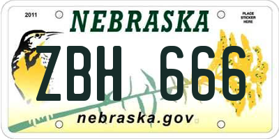 NE license plate ZBH666