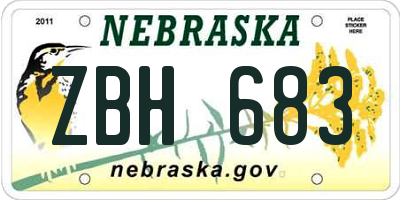 NE license plate ZBH683