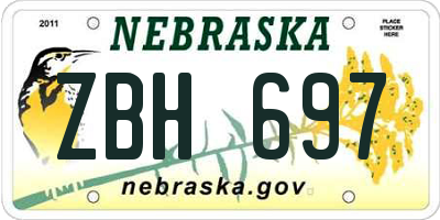NE license plate ZBH697