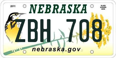 NE license plate ZBH708