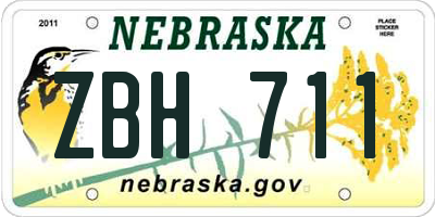 NE license plate ZBH711