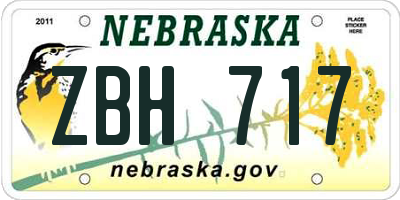 NE license plate ZBH717