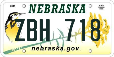 NE license plate ZBH718