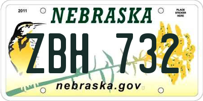 NE license plate ZBH732