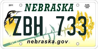 NE license plate ZBH733