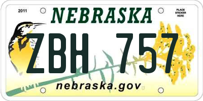 NE license plate ZBH757