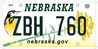 NE license plate ZBH760