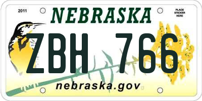 NE license plate ZBH766