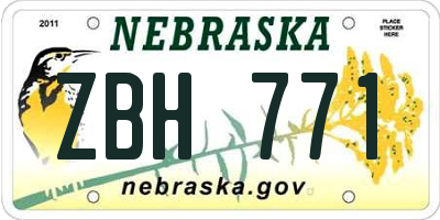 NE license plate ZBH771