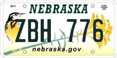 NE license plate ZBH776