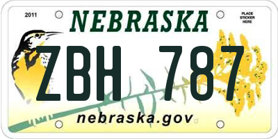 NE license plate ZBH787