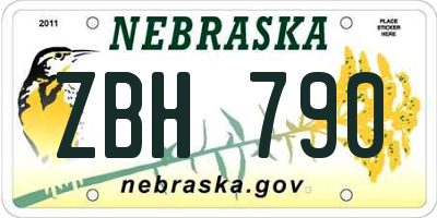 NE license plate ZBH790