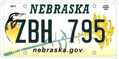 NE license plate ZBH795