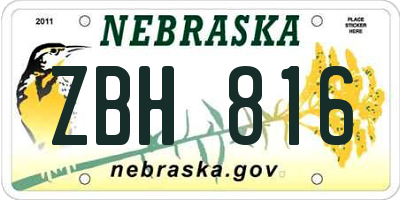 NE license plate ZBH816