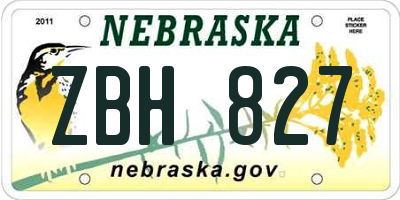 NE license plate ZBH827