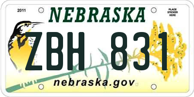 NE license plate ZBH831