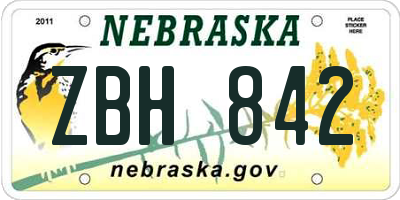 NE license plate ZBH842