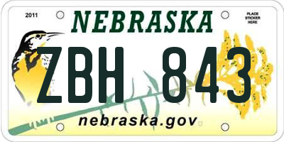 NE license plate ZBH843