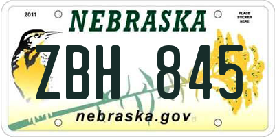 NE license plate ZBH845