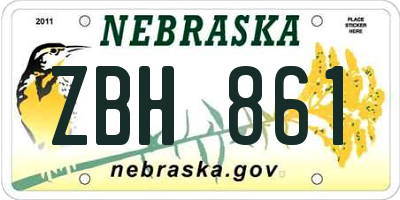 NE license plate ZBH861